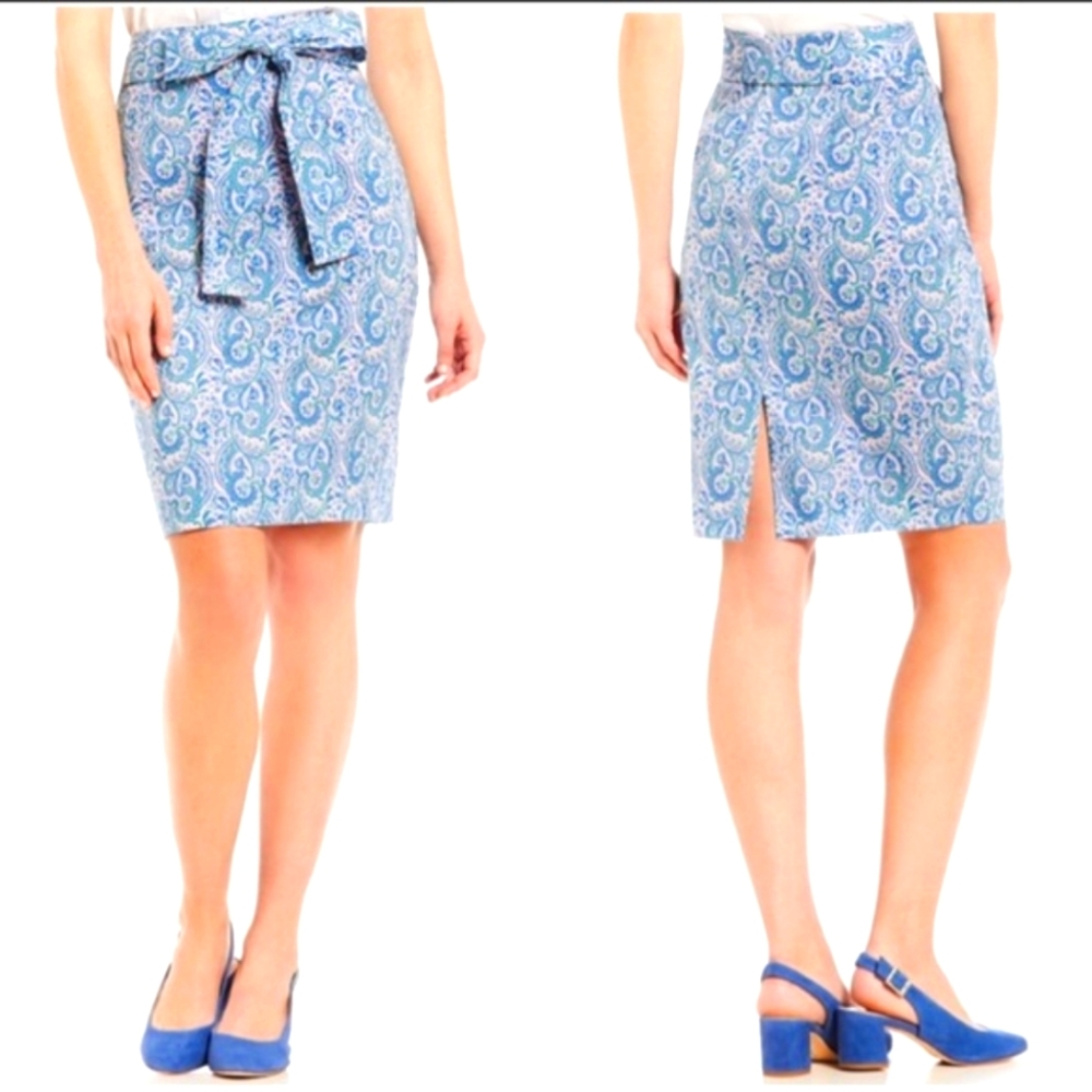 Antonio Melani Blue & Pink Paisley Pencil Skirt